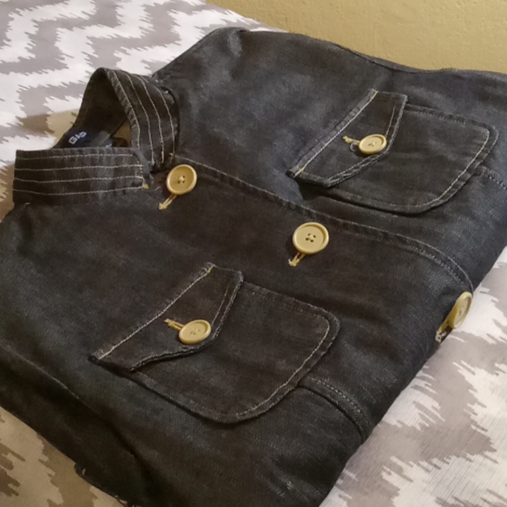 GAP Women's Denim Button Down Jean Jacket  w/ Tan Buttons Size 14